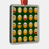 dunkelgrüne Emoji Silbernes Ornament (Rechts)