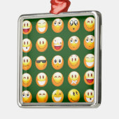 dunkelgrüne Emoji Silbernes Ornament (Links)