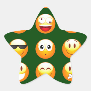dunkelgrüne Emoji Stern-Aufkleber