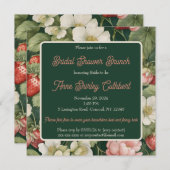 Dunkelgrüne Erdbeeren und Creme-Brautparty Einladung (Vorne/Hinten)