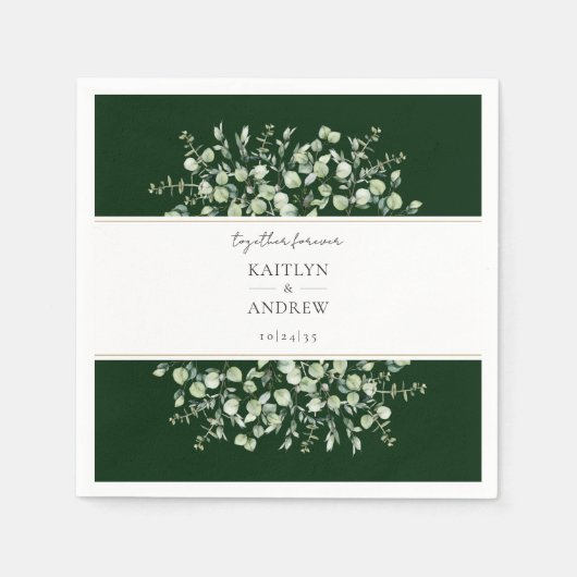 Dunkelgrüne Eukalyptus-Together-Forever-Hochzeit  Serviette (Vorderseite)