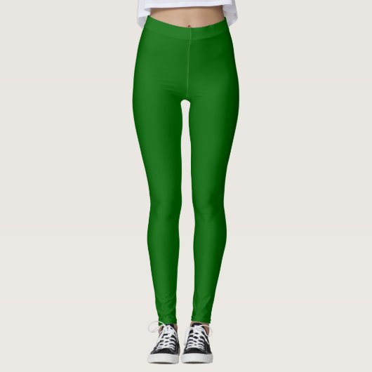 Dunkelgrüne Farbe einfarbig Leggings (Vorderseite)