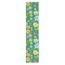 Dunkelgrüne Farbe mit Blumendesigns  Kurzer Tischläufer