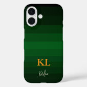 Dunkelgrüne Farbstreifen mit Monogramm Case-Mate iPhone Hülle (Rückseite)