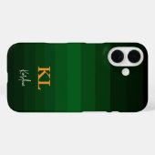 Dunkelgrüne Farbstreifen mit Monogramm Case-Mate iPhone Hülle (Rückseite (Horizontal))