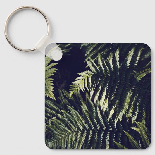 Dunkelgrüne Fern-Blätter Botanisch Schlüsselanhänger (Vorderseite)