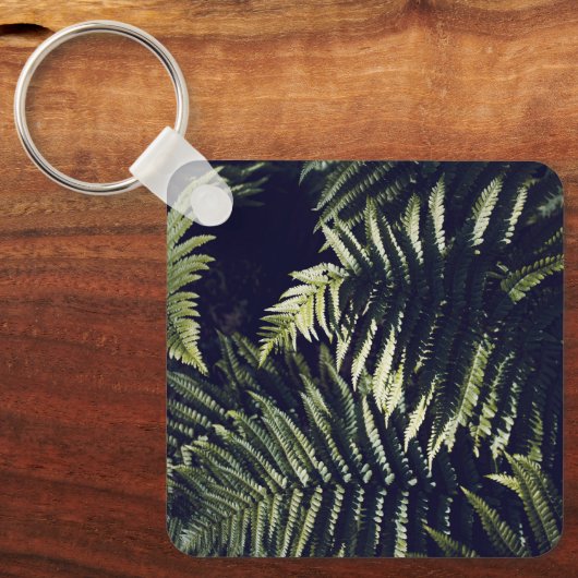 Dunkelgrüne Fern-Blätter Botanisch Schlüsselanhänger (Vorderseite)