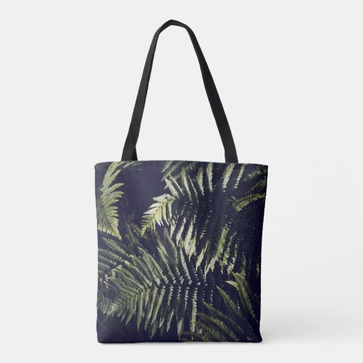 Dunkelgrüne Fern-Blätter Botanisch Tasche (Rückseite)