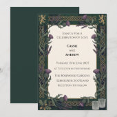 Dunkelgrüne florale Hochzeit Einladung (Vorne/Hinten)