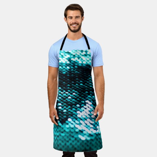 Dunkelgrüne Folge glänzende Textur Schürze (Getragen)