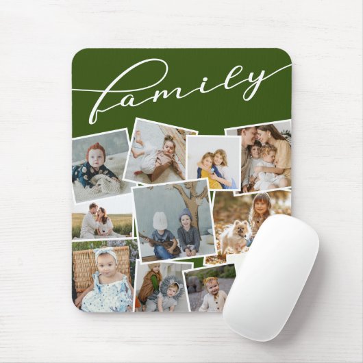 Dunkelgrüne Fotos FotoCollage-Familie Mousepad (Mit Mouse)