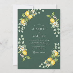 Dunkelgrüne frische mediterrane Hochzeit Einladung