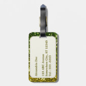 Dunkelgrüne Glitzer schimmern Gepäckanhänger (Rückseite vertikal)