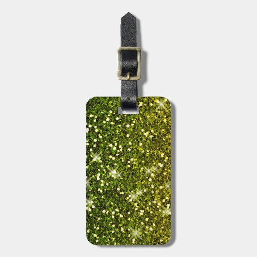Dunkelgrüne Glitzer schimmern Gepäckanhänger (Vorderseite vertikal)