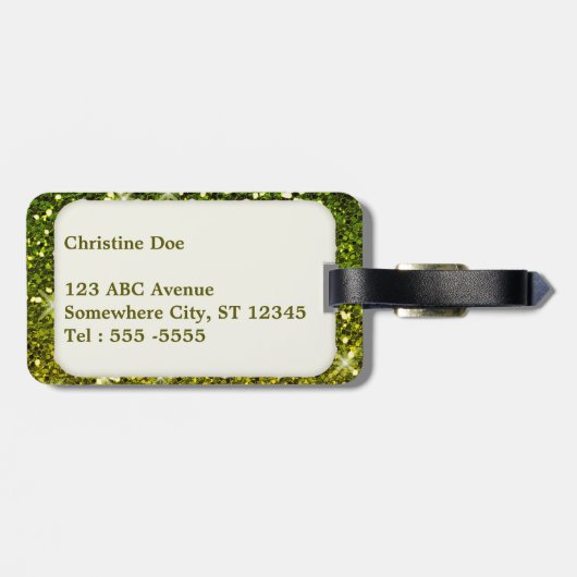 Dunkelgrüne Glitzer schimmern Gepäckanhänger (Rückseite horizontal)