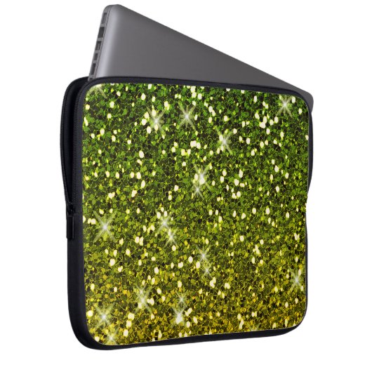 Dunkelgrüne Glitzer schimmern Laptopschutzhülle (Vorne Rechts)