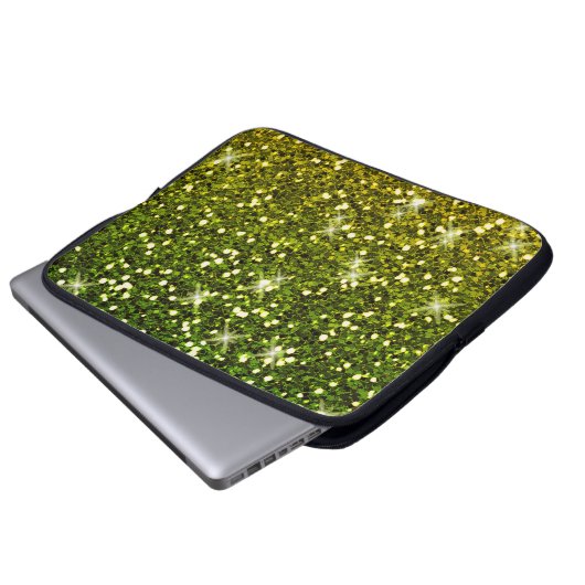 Dunkelgrüne Glitzer schimmern Laptopschutzhülle (Vorne Knopf)