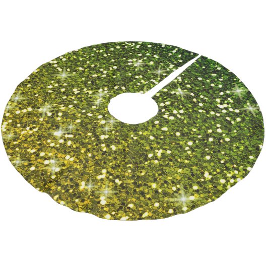 Dunkelgrüne Glitzer schimmern Polyester Weihnachtsbaumdecke (Schrägansicht)