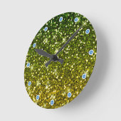 Dunkelgrüne Glitzer schimmern Runde Wanduhr (Winkel)