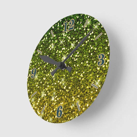 Dunkelgrüne Glitzer schimmern Runde Wanduhr (Winkel)