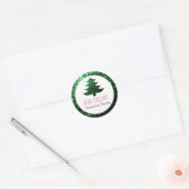 Dunkelgrüne Glitzern Weihnachtsbaumgeschenk-Tag Runder Aufkleber (Umschlag)