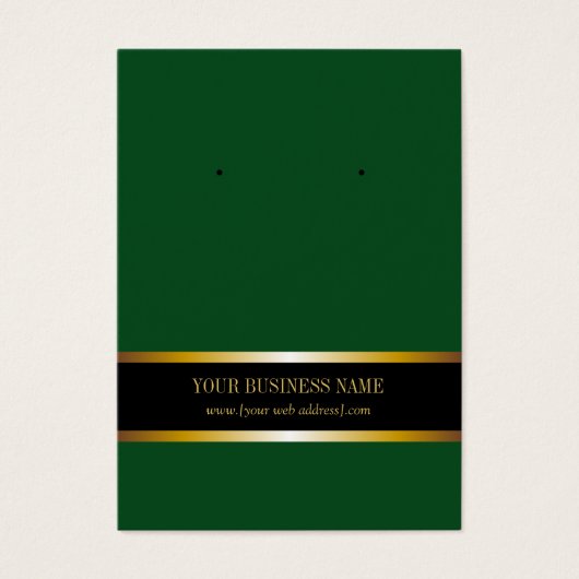 Dunkelgrüne Gold Black Custom Earring Card (Vorderseite)