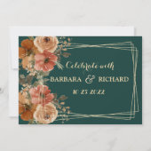 Dunkelgrüne goldblütige Wasserfarbe Rett Datum Einladung (Rückseite)