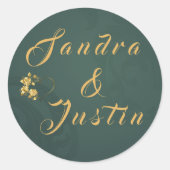 Dunkelgrüne goldene Hochzeit Runder Aufkleber (Vorderseite)