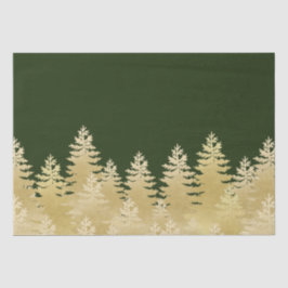 Dunkelgrüne goldfarbene Pine Tree Forest Geschenk  Seidenpapier