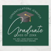 Dunkelgrüne Graduate Personalisiert Graduate Party Schaumweinetikett (Einzelnes Label)