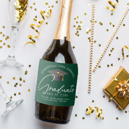 Dunkelgrüne Graduate Personalisiert Graduate Party Schaumweinetikett