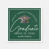 Dunkelgrüne Graduate Personalisiert Graduate Party Serviette (Vorderseite)