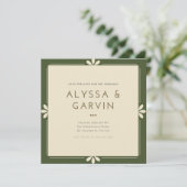 Dunkelgrüne Grenze Save the Date Einladung (Stehend Vorderseite)