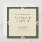 Dunkelgrüne Grenze Save the Date Einladung (Vorderseite)