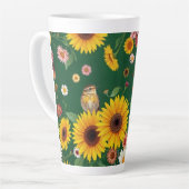 Dunkelgrüne Hintergrundvögel und Blume Milchtasse (Linke Ecke)