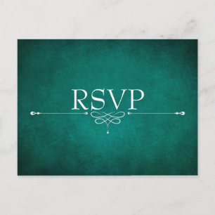 Dunkelgrüne Hochzeit RSVP-Postkarte mit Essensausw Einladungspostkarte