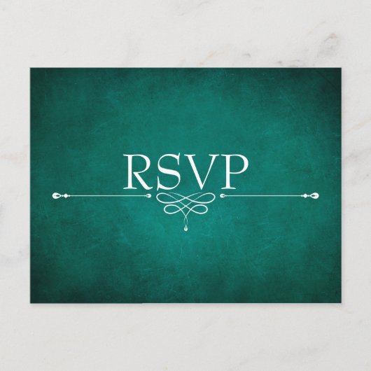 Dunkelgrüne Hochzeit RSVP Postkarte mit Wahlmöglic (Vorderseite)