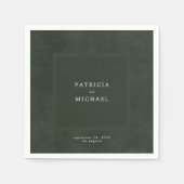 Dunkelgrüne Hochzeit schlicht, modern und elegant Serviette (Vorderseite)