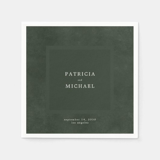 Dunkelgrüne Hochzeit schlicht, modern und elegant Serviette (Vorderseite)