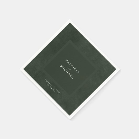 Dunkelgrüne Hochzeit schlicht, modern und elegant Serviette (Ecke)