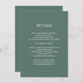 Dunkelgrüne Hochzeitsdetails/Informationskarte Begleitkarte (Vorne/Hinten)