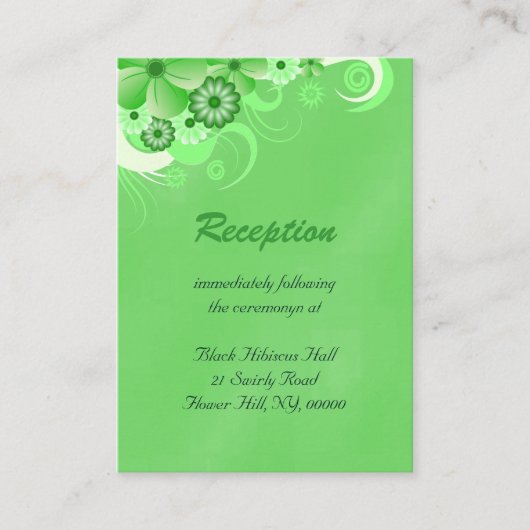 Dunkelgrüne Hochzeitsempfangskarten Begleitkarte (Vorderseite)