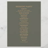 Dunkelgrüne Hochzeitsprogramm-Hochzeitsgesellschaf Programm (Rückseite)