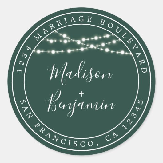 Dunkelgrüne Hochzeitsstimmung in rustikaler Rückse Runder Aufkleber (Vorderseite)