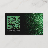 Dunkelgrüne Imitate funkeln schwarz-eleganten QR-C Visitenkarte (Rückseite)