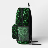Dunkelgrüne Imitate Glitzer Glitzern Bedruckter Rucksack (Rechts)