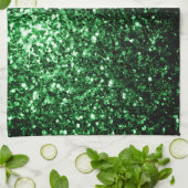 Dunkelgrüne Imitate Glitzer Glitzern Geschirrtuch (Gefaltet)