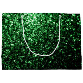 Dunkelgrüne Imitate Glitzer Glitzern Große Geschenktüte (Rückseite)