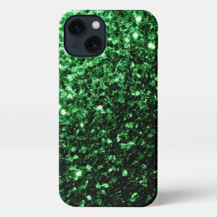 Dunkelgrüne Imitate Glitzer Glitzern iPhone 13 Hülle