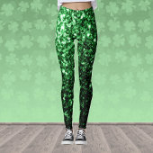Dunkelgrüne Imitate Glitzer Glitzern Leggings